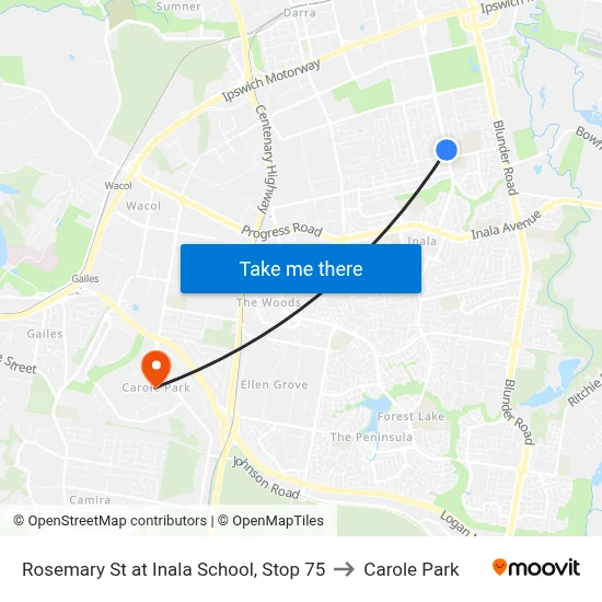 Rosemary St at Inala School, Stop 75 to Carole Park map