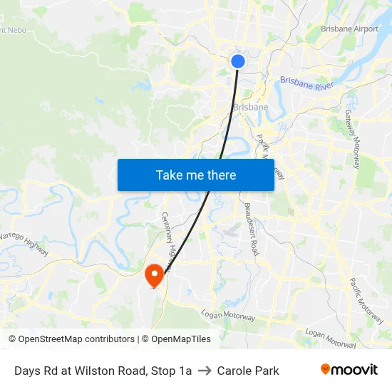 Days Rd at Wilston Road, Stop 1a to Carole Park map