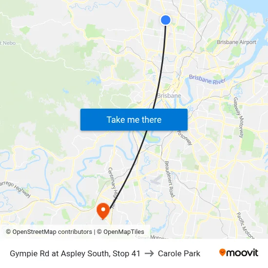 Gympie Rd at Aspley South, Stop 41 to Carole Park map