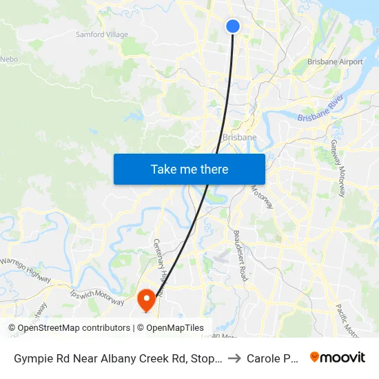 Gympie Rd Near Albany Creek Rd, Stop 42 to Carole Park map