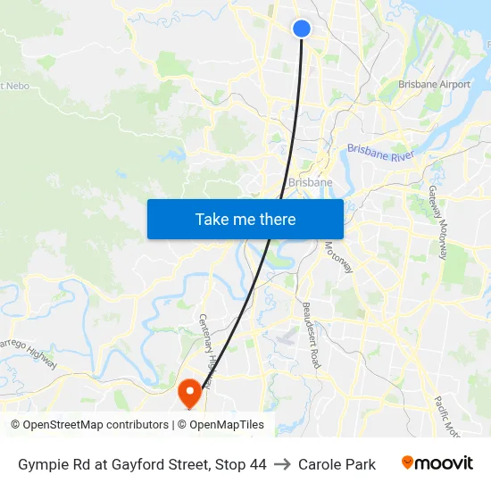 Gympie Rd at Gayford Street, Stop 44 to Carole Park map