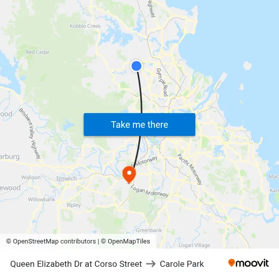 Queen Elizabeth Dr at Corso Street to Carole Park map