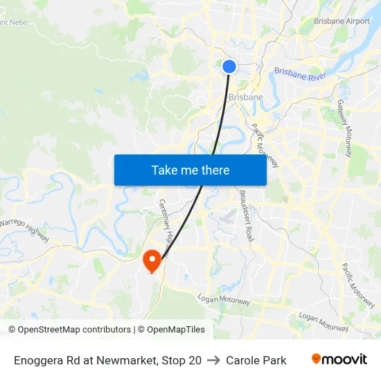 Enoggera Rd at Newmarket, Stop 20 to Carole Park map