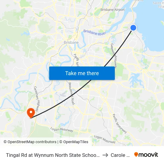 Tingal Rd at Wynnum North State School, Stop 10/5 to Carole Park map