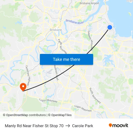 Manly Rd Near Fisher St Stop 70 to Carole Park map