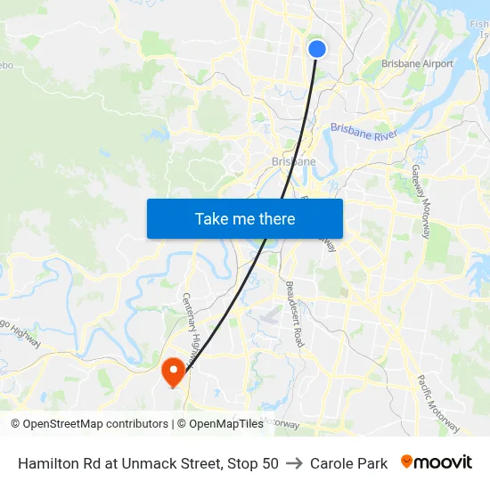 Hamilton Rd at Unmack Street, Stop 50 to Carole Park map