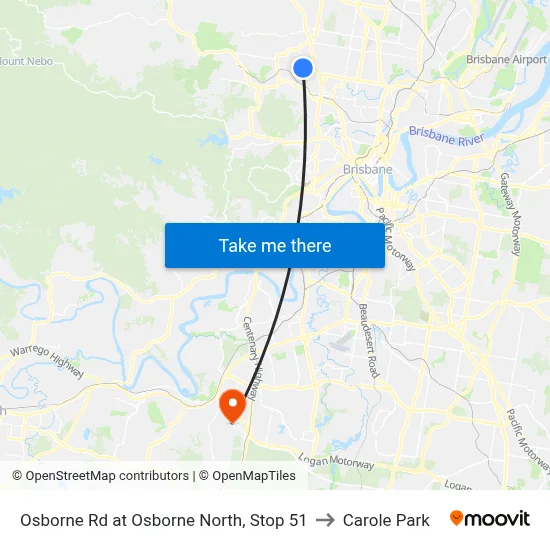 Osborne Rd at Osborne North, Stop 51 to Carole Park map