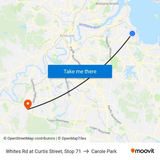 Whites Rd at Curtis Street, Stop 71 to Carole Park map
