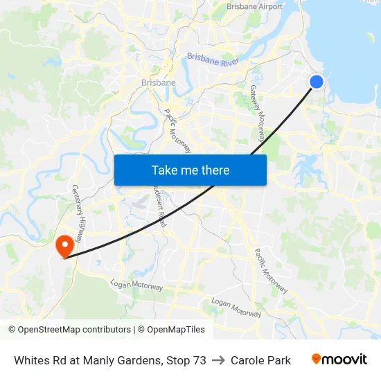Whites Rd at Manly Gardens, Stop 73 to Carole Park map