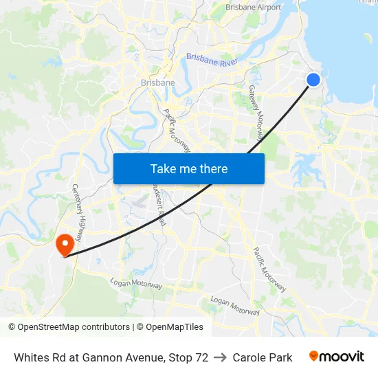 Whites Rd at Gannon Avenue, Stop 72 to Carole Park map