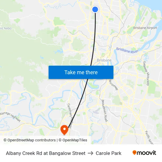 Albany Creek Rd at Bangalow Street to Carole Park map