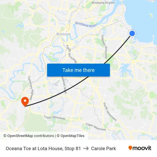 Oceana Tce at Lota House, Stop 81 to Carole Park map