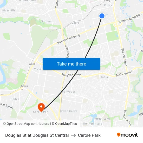 Douglas St at Douglas St Central to Carole Park map