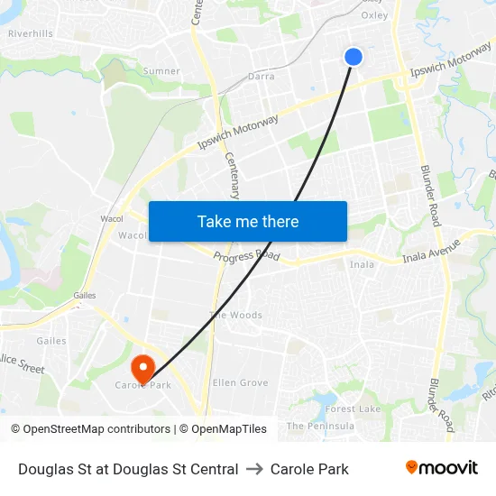 Douglas St at Douglas St Central to Carole Park map