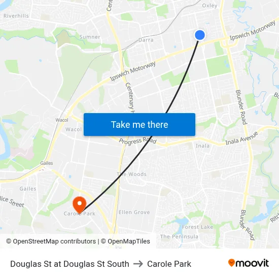 Douglas St at Douglas St South to Carole Park map