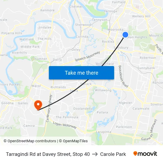 Tarragindi Rd at Davey Street, Stop 40 to Carole Park map
