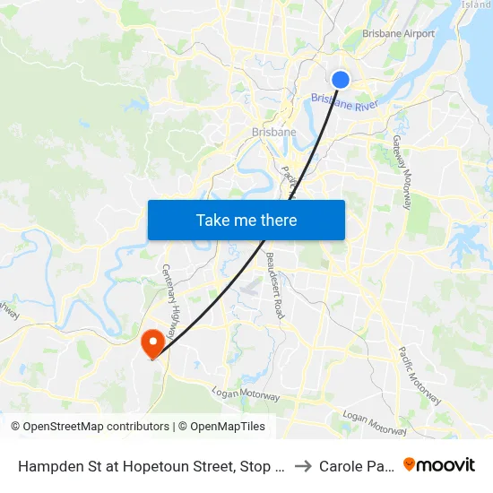 Hampden St at Hopetoun Street, Stop 30 to Carole Park map