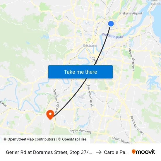 Gerler Rd at Dorames Street, Stop 37/36 to Carole Park map