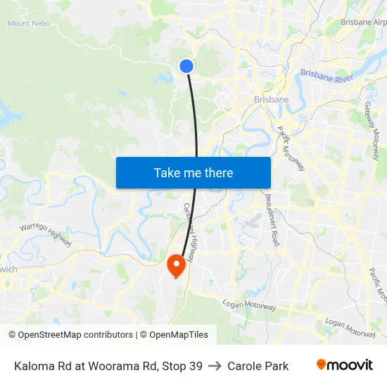 Kaloma Rd at Woorama Rd, Stop 39 to Carole Park map