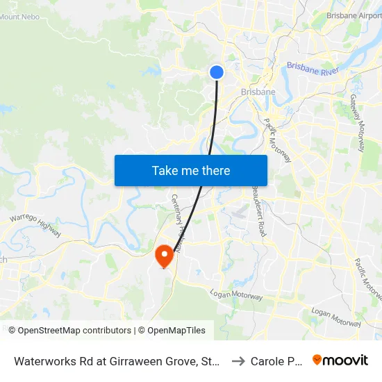 Waterworks Rd at Girraween Grove, Stop 21 to Carole Park map