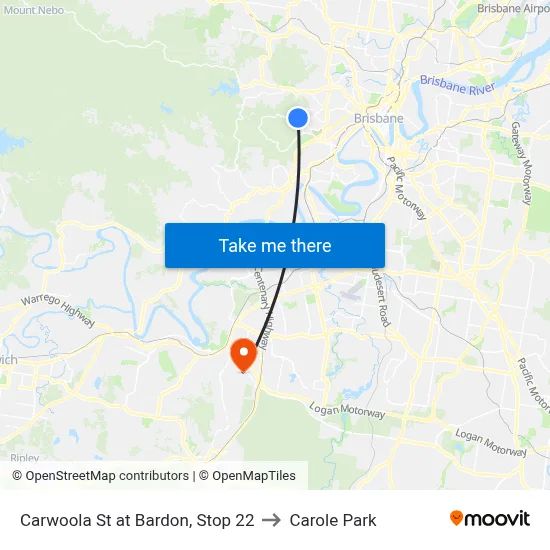 Carwoola St at Bardon, Stop 22 to Carole Park map