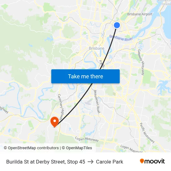 Burilda St at Derby Street, Stop 45 to Carole Park map