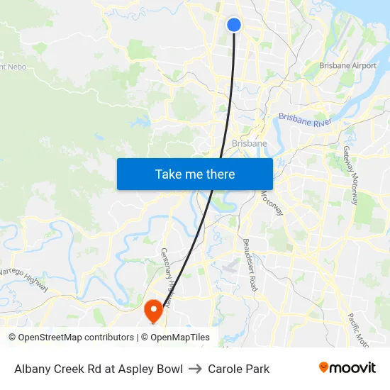 Albany Creek Rd at Aspley Bowl to Carole Park map