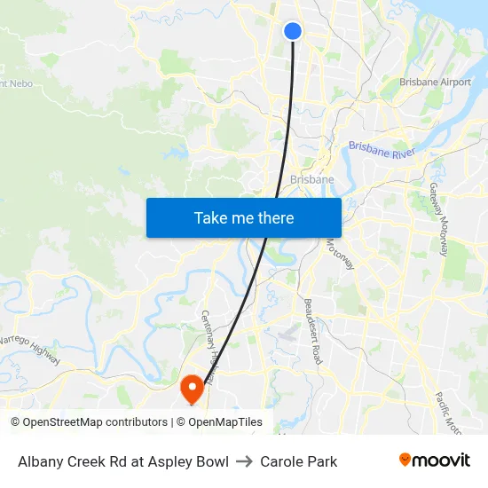 Albany Creek Rd at Aspley Bowl to Carole Park map