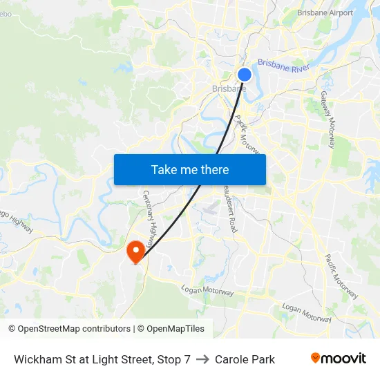 Wickham St at Light Street, Stop 7 to Carole Park map