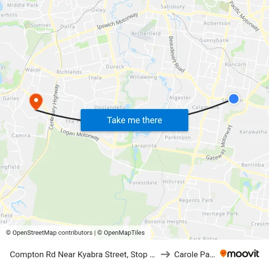 Compton Rd Near Kyabra Street, Stop 86 to Carole Park map