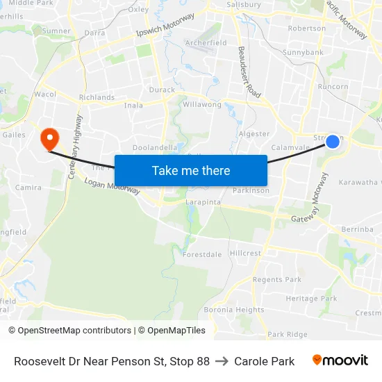 Roosevelt Dr Near Penson St, Stop 88 to Carole Park map