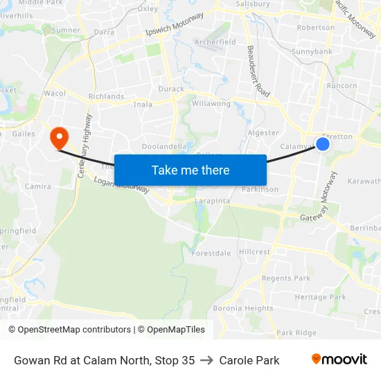 Gowan Rd at Calam North, Stop 35 to Carole Park map