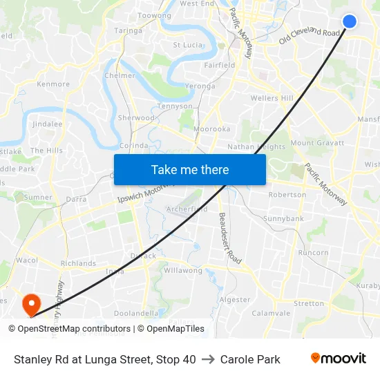 Stanley Rd at Lunga Street, Stop 40 to Carole Park map