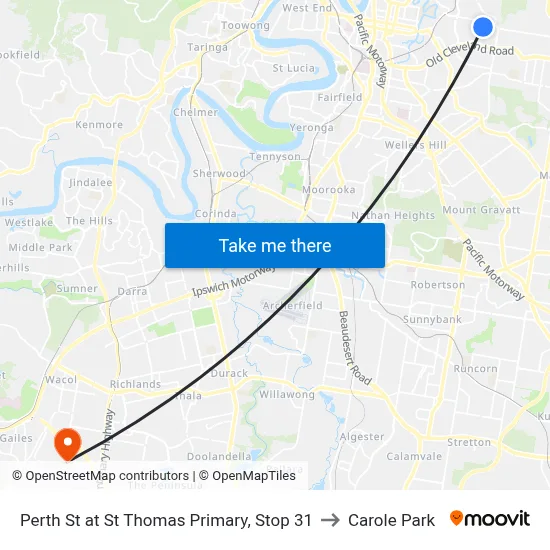 Perth St at St Thomas Primary, Stop 31 to Carole Park map