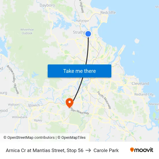 Arnica Cr at Mantias Street, Stop 56 to Carole Park map