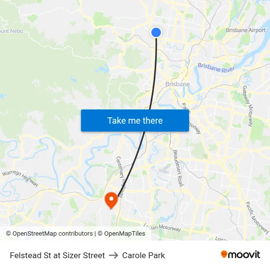 Felstead St at Sizer Street to Carole Park map