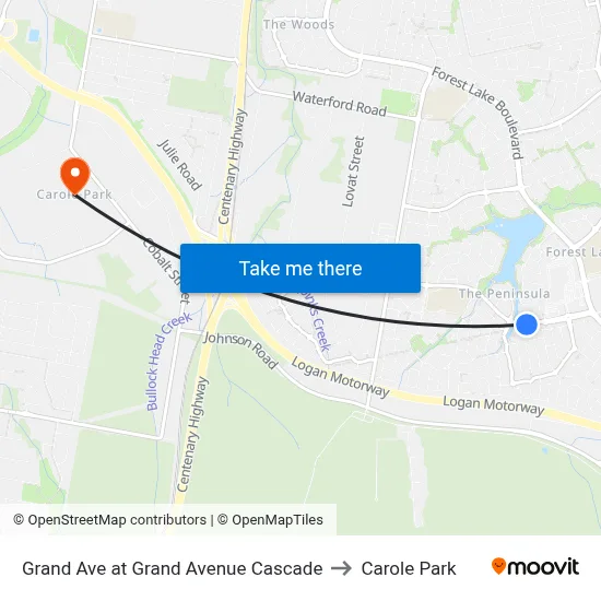 Grand Ave at Grand Avenue Cascade to Carole Park map
