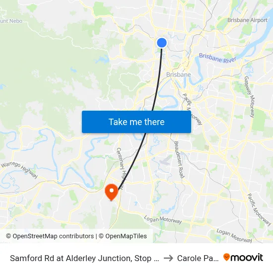 Samford Rd at Alderley Junction, Stop 26 to Carole Park map