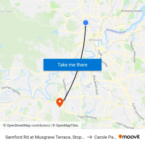 Samford Rd at Musgrave Terrace, Stop 27 to Carole Park map