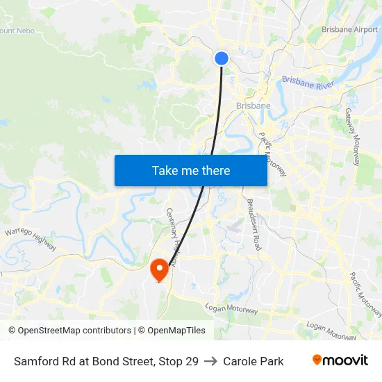 Samford Rd at Bond Street, Stop 29 to Carole Park map