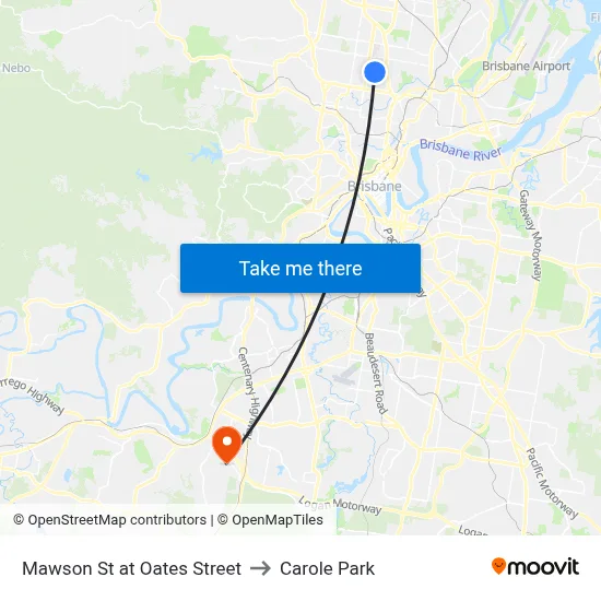 Mawson St at Oates Street to Carole Park map