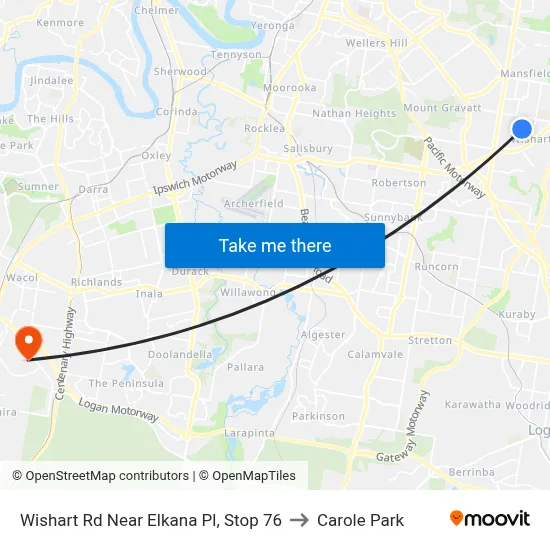 Wishart Rd Near Elkana Pl, Stop 76 to Carole Park map