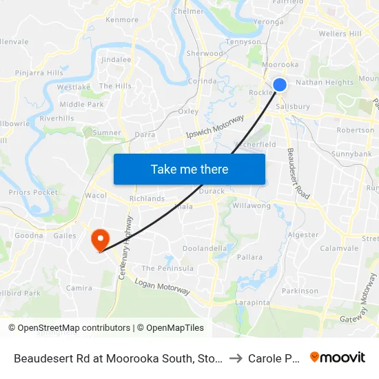 Beaudesert Rd at Moorooka South, Stop 38 to Carole Park map