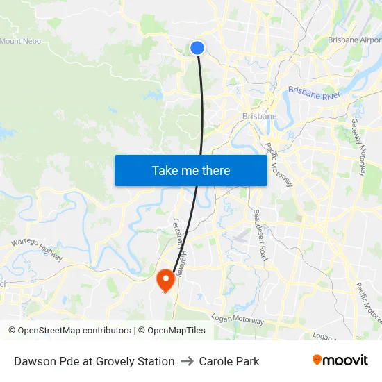 Dawson Pde at Grovely Station to Carole Park map