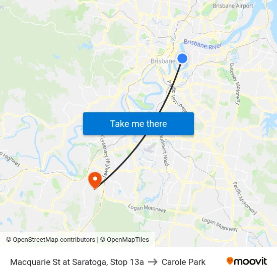 Macquarie St at Saratoga, Stop 13a to Carole Park map