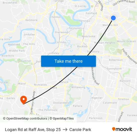 Logan Rd at Raff Ave, Stop 25 to Carole Park map