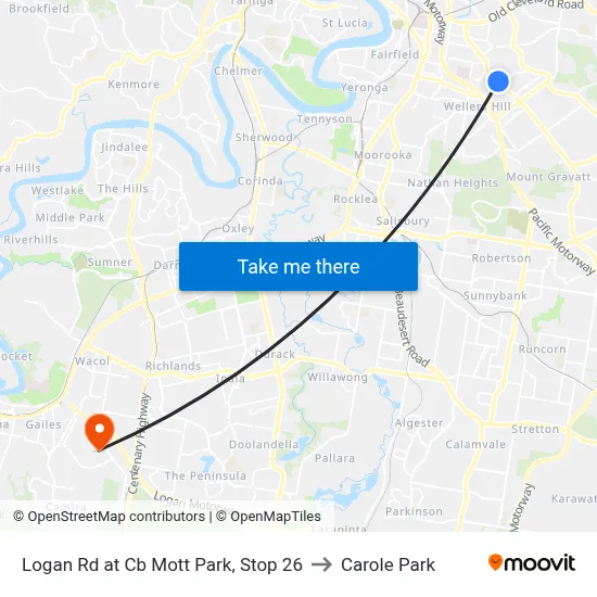 Logan Rd at Cb Mott Park, Stop 26 to Carole Park map