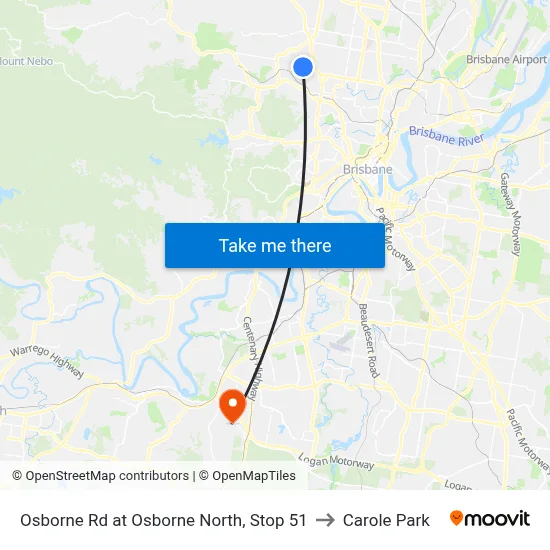 Osborne Rd at Osborne North, Stop 51 to Carole Park map