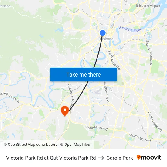 Victoria Park Rd at Qut Victoria Park Rd to Carole Park map