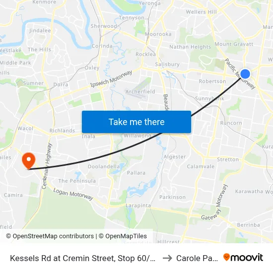 Kessels Rd at Cremin Street, Stop 60/45 to Carole Park map
